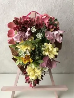 ポプリ＆造花縦長ハートリース♡