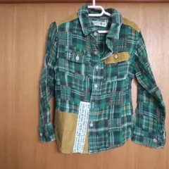 Biquette 長袖シャツ 130サイズ グリーン系チェック
