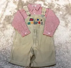 ミキハウス レトロ　オーバーオール　長袖シャツ　 100cm