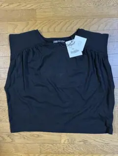ZARA パッド入りショルダーTシャツ ブラック Sのサムネイル