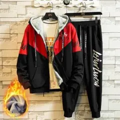 カラーブロックフード付きジャケットとジョガーパンツセット