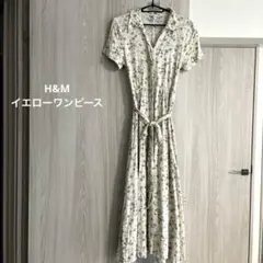H&M 花柄 半袖 シャツワンピース ロング丈