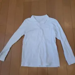 ホワイト 長袖ポロシャツ 胸ポケット付き