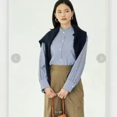 グリーンレーベルリラクシング★スタンド フリルギャザー ブラウス