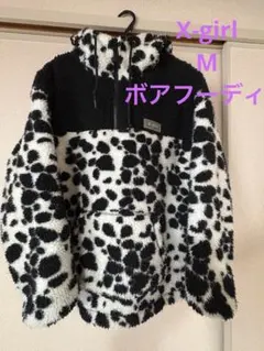 エックスガールダルメシアン柄 フード付きボアジャケット