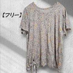 美品☆ 花柄 半袖 【フリー】タイ付きTシャツ レディース トップス