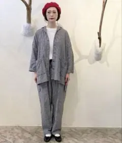 【未使用】 ネストローブ コットンリネンアムンゼンチェックイージーパンツ