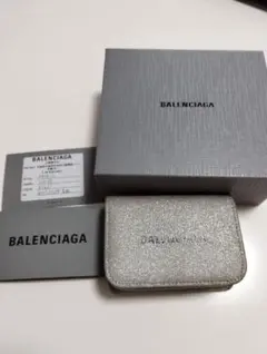 BALENCIAGA ラメシルバー グリッターエブリィディ ミニ三つ折り財布のサムネイル