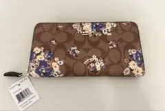 【新品・タグ付】COACH コーチ 長財布 シグネチャー花柄 ブラウン