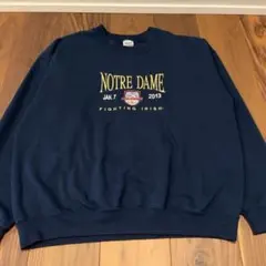 NOTRE DAME ノートルダム 刺繍スウェット ネイビー L古着 アメカジ
