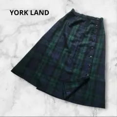 YORKLAND　タータンチェック ロングスカート サイドボタン ラップスカートのサムネイル