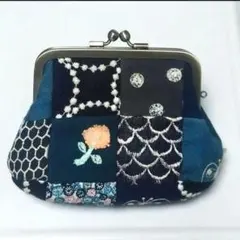 ミナペルホネン　親子がま口お財布　スキップskipグリーン　 ハンドメイドのサムネイル