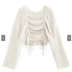 【新品タグ付き】ドロストフェザーニットトップス[tu1498] アイボリー