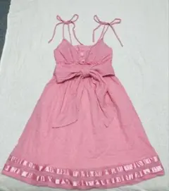 リズリサTRALALAビッグリボン　フリルワンピース　ピンク　極美品