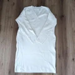 LOWRYS FARM ホワイト Vネックニットワンピース L