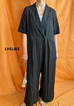 LHELBIE ハーフスリーブジャンプスーツ オールインワン ブラックのサムネイル