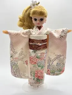 M376 リカちゃん着物　正絹振袖　金蘭帯セット