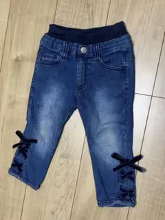 ベロアリボン付きデニムパンツ