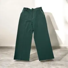 【洗える】ステッチ配色パンツ ワイドパンツ ダークグリーン 大きいサイズ 3L