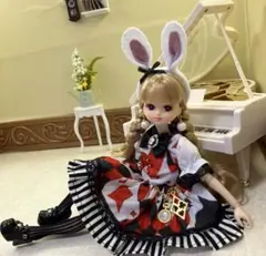 リカちゃん服 ハンドメイド No.483 アリス風 フリルワンピース ブラック