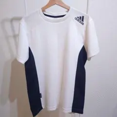 adidas（アディダス）トレーニング、ランニング シャツ ホワイト/ネイビー