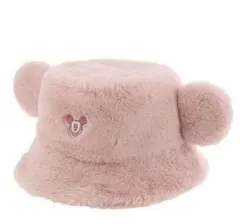 ミッキー耳付きピンクファーハット