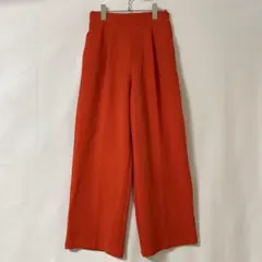 coen コーエン ワイドパンツ S オレンジ センタープレス ウエストゴム