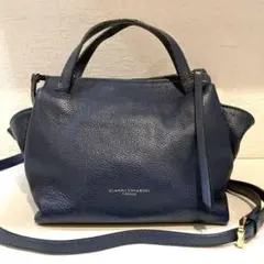 【美品】GIANNI CHIARINI オリガミ　ショルダーバッグ　2way 紺