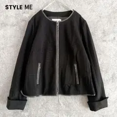 大きいサイズ✨️スタイルミー　ノーカラージャケット　フルジップアップ　黒 13