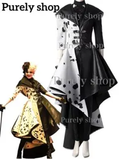 ⭐️あんず⭐️ ディズニー クルエラ コスプレセット ハロウィン ディズニー クルエラ コスプレ 仮装 衣装 悪役