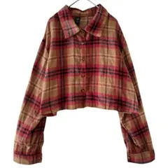 ✨SHEIN✨ チェック柄 クロップドシャツ 2XL ゆったりサイズ ショート丈