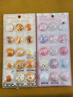 カプセルパッケージデコパーツ2枚セット　3D硬めシールパン　ベーカリー動物ピンク