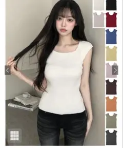 前後2way リブニットトップスのサムネイル