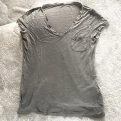GAS コットン Tシャツ 半袖 Vネック グレー S シワ加工のサムネイル