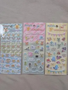 無*災様 ポケモンプチプチシール3 4 ポケピースキラキラシール5枚セット