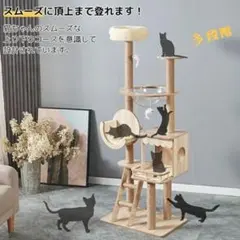 木製スリムキャットタワー ハンモック付き 多頭飼い