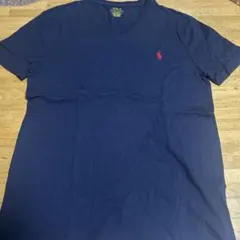 美品Polo Ralph Lauren ネイビー Vネック Tシャツ 無地M