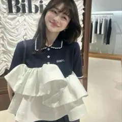 Bibiy. ストライプフリルTシャツ bibiy ストライプ フリル Tシャツ