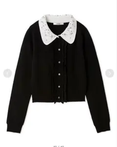 snidel スナイデル ビジューカラーニットカーディガン BLK