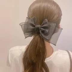 韓国リボン　シフォンリボン　大きめリボン　ハンドメイド