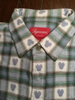Supreme チェック柄ハート長袖シャツ