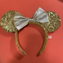 ディズニー　スパンコール　カチューシャ　ゴールド　ミニーマウス