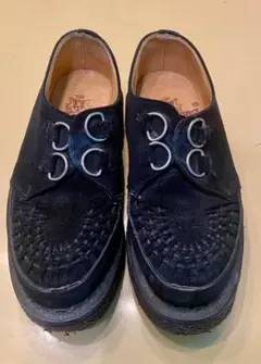 usedジョージコックス☆スエード☆ラバーソールシューズ☆24センチ☆黒☆英国製