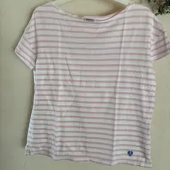 オーシバル　ボートネック　ストライプ　ピンク