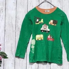 【ホットビスケッツ】  Tシャツ トップス くま 車 キッズ 子供服 110 緑