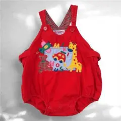 美品 MIKI HOUSE 赤いロンパース T85-G12 だるまオール