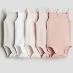H&M コットン ボディスーツ 5枚セット ロンパース キャミソール 80