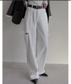 新品未使♡Re:EDIT サイドスリットワイドストレートコットンデニムパンツ