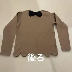 ブラウン長袖カットソー 後ろに黒いリボン付き
