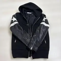 GIVENCHY スターモチーフ レザー切替 フーデッドジャケット